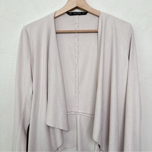 Zara Womens Small Waterfall Beige Open Cardigan - Picture 4 of 14